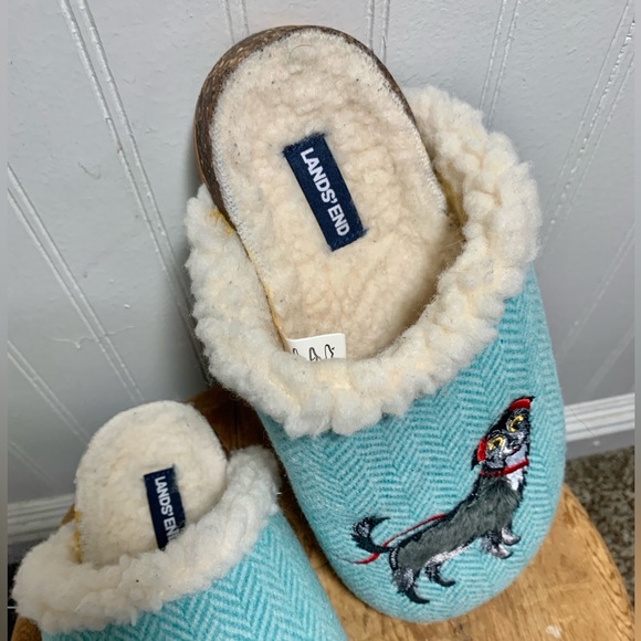 Lands’ End Felt Sherpa Dog /Cat Winter Slippers - Picture 2 of 4